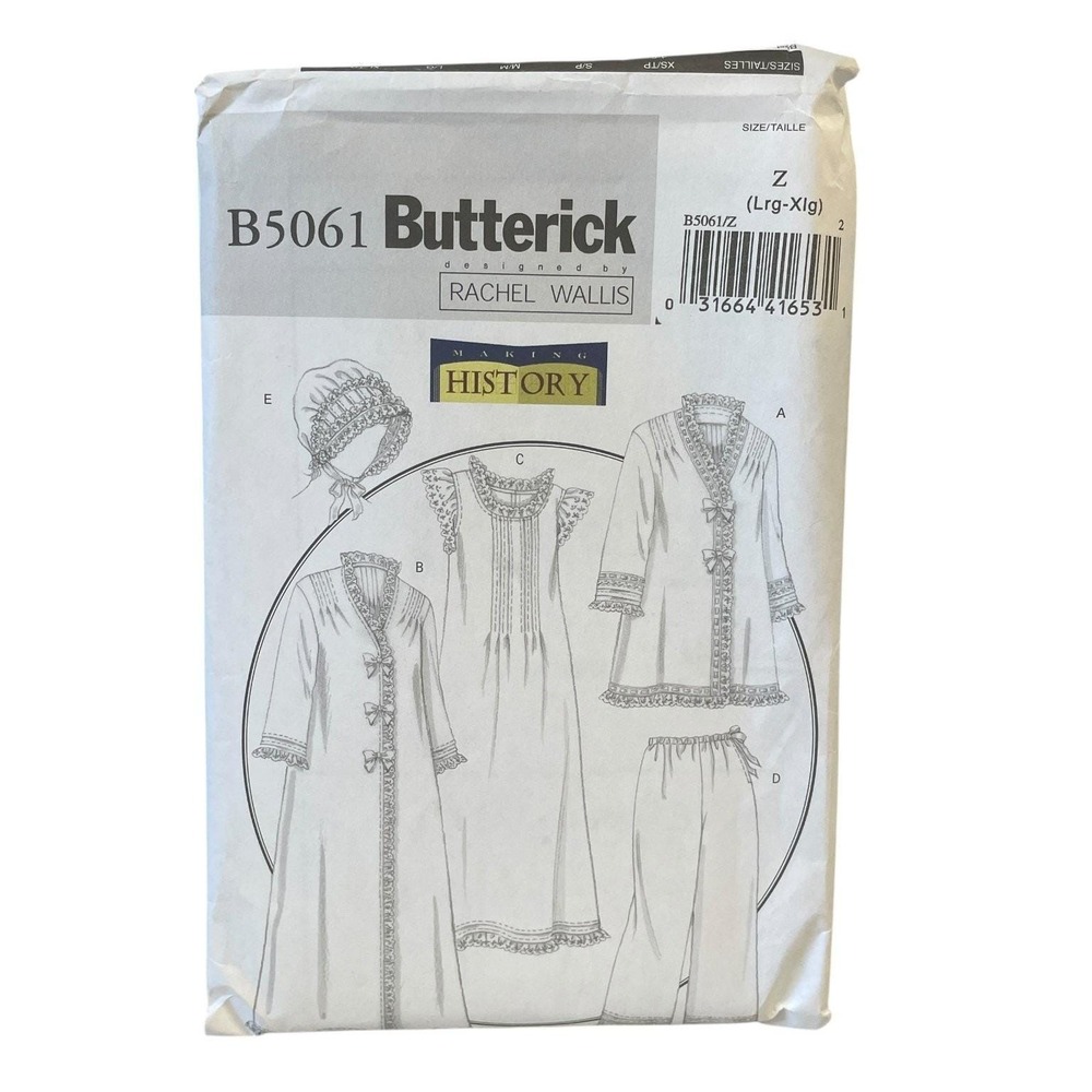 Butterick B5061 Misses Jacket Robe Nightgown Pants Hat Size Large UNCUT FF